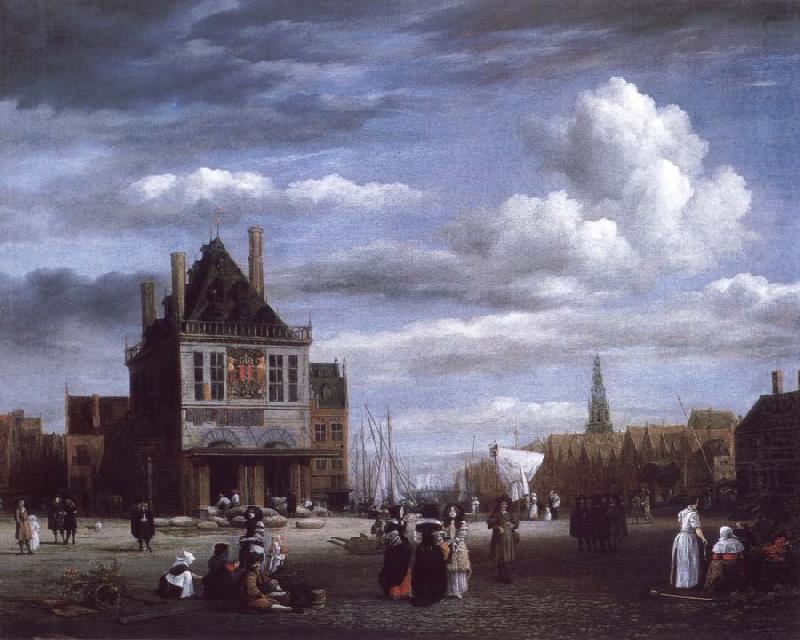 The Dam with the weigh house at Amsterdam, Jacob van Ruisdael